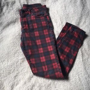 Plaid skinny jeans